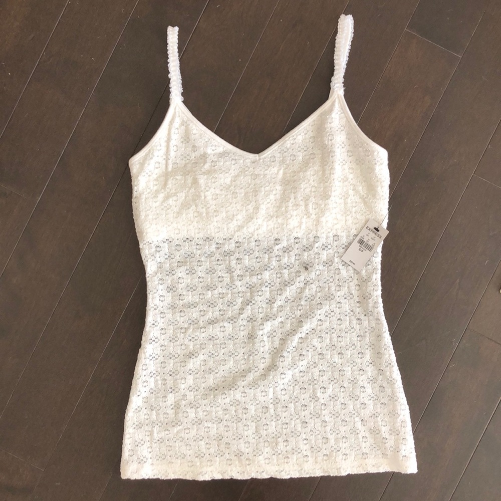 Express white lace tank top NWT